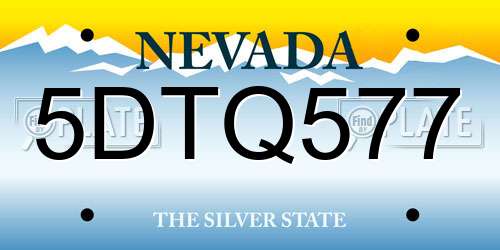 5DTQ577 Nevada License Plate