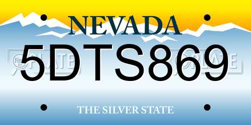 5DTS869 Nevada License Plate