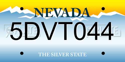 5DVT044 Nevada License Plate