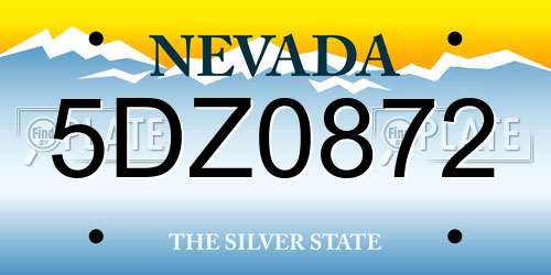 5DZ0872 Nevada License Plate