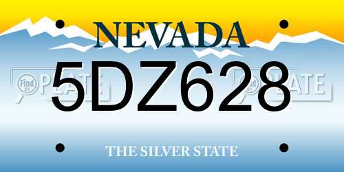 5DZ628 Nevada License Plate