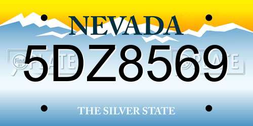 5DZ8569 Nevada License Plate