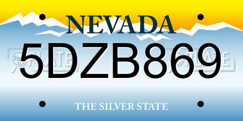 5DZB869 Nevada License Plate