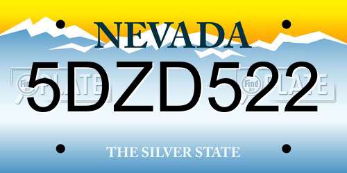 5DZD522 Nevada License Plate