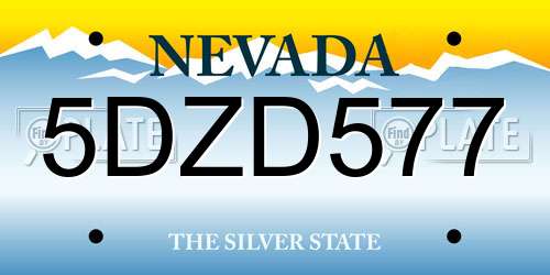 5DZD577 Nevada License Plate