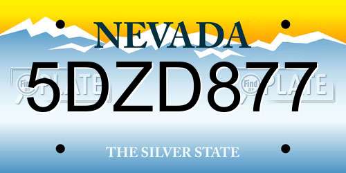 5DZD877 Nevada License Plate