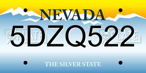 5DZQ522 Nevada License Plate