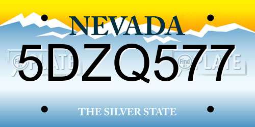5DZQ577 Nevada License Plate
