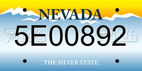 5E00892 Nevada License Plate