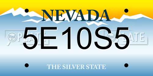 5E10S5 Nevada License Plate