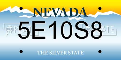 5E10S8 Nevada License Plate
