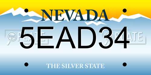 5EAD34 Nevada License Plate