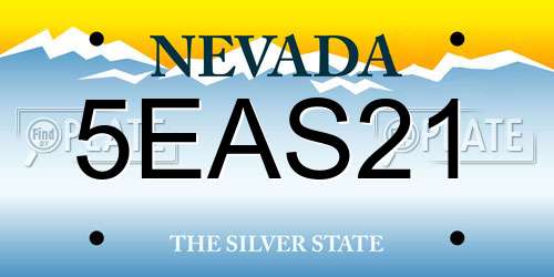 5EAS21 Nevada License Plate