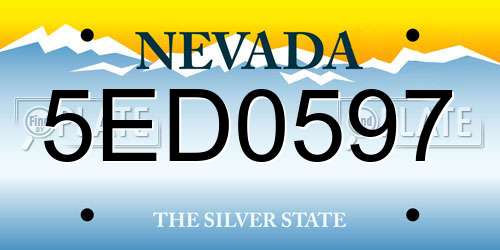 5ED0597 Nevada License Plate