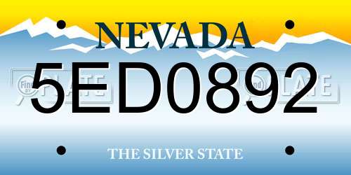 5ED0892 Nevada License Plate