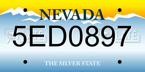 5ED0897 Nevada License Plate