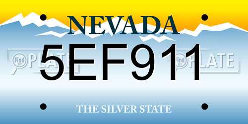 5EF911 Nevada License Plate