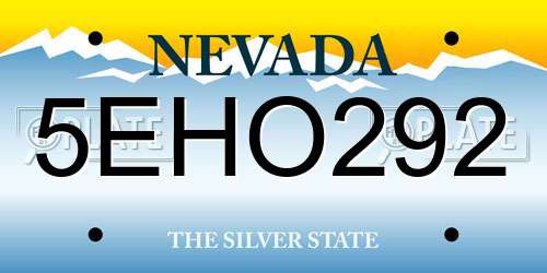 5EHO292 Nevada License Plate