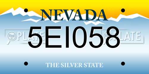 5EI058 Nevada License Plate
