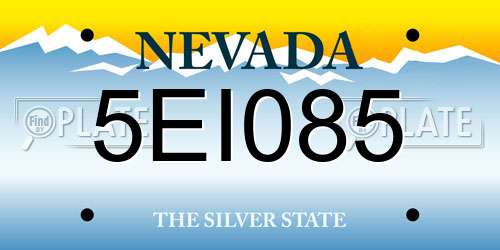 5EI085 Nevada License Plate