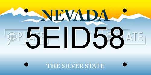 5EID58 Nevada License Plate