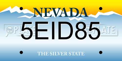 5EID85 Nevada License Plate