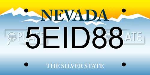 5EID88 Nevada License Plate