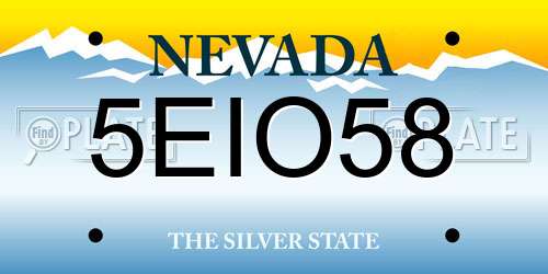 5EIO58 Nevada License Plate
