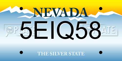 5EIQ58 Nevada License Plate