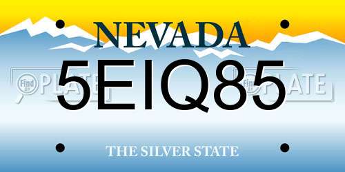 5EIQ85 Nevada License Plate