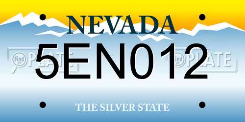 5EN012 Nevada License Plate