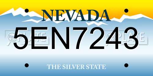 5EN7243 Nevada License Plate
