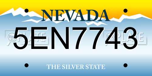 5EN7743 Nevada License Plate