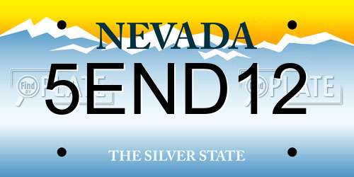 5END12 Nevada License Plate