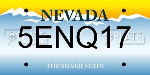 5ENQ17 Nevada License Plate