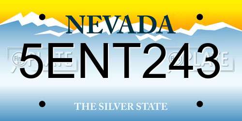 5ENT243 Nevada License Plate