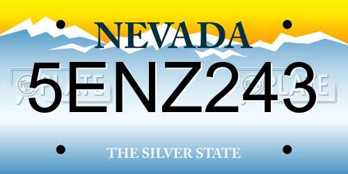 5ENZ243 Nevada License Plate