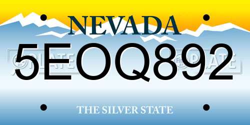 5EOQ892 Nevada License Plate
