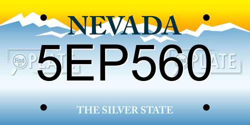 5EP560 Nevada License Plate
