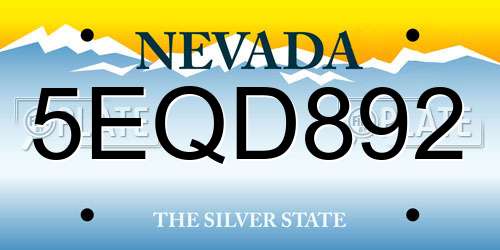 5EQD892 Nevada License Plate
