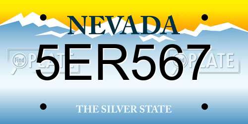 5ER567 Nevada License Plate