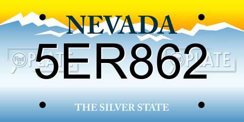 5ER862 Nevada License Plate