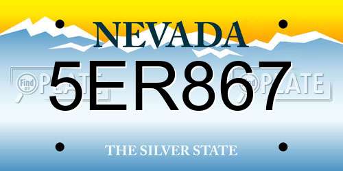 5ER867 Nevada License Plate