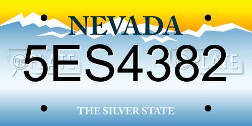 5ES4382 Nevada License Plate
