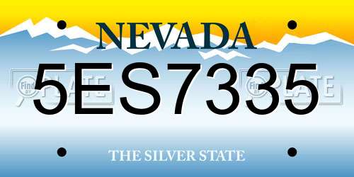 5ES7335 Nevada License Plate