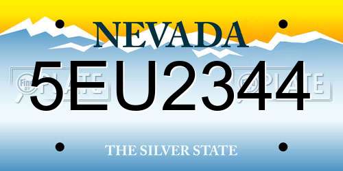 5EU2344 Nevada License Plate