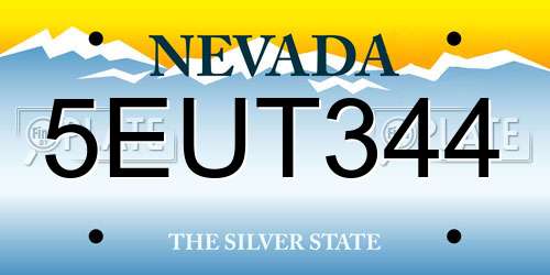 5EUT344 Nevada License Plate