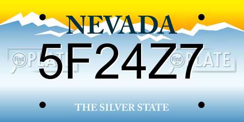 5F24Z7 Nevada License Plate