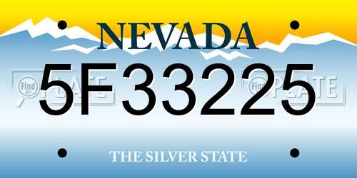 5F33225 Nevada License Plate