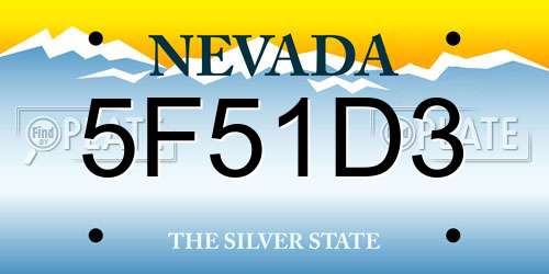 5F51D3 Nevada License Plate